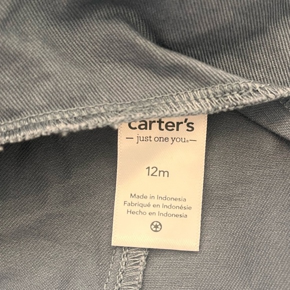 Carters Baby Boy Overall Set Bear Puppy Blue Stripes Long Sleeve 12 months - Picture 11 of 11